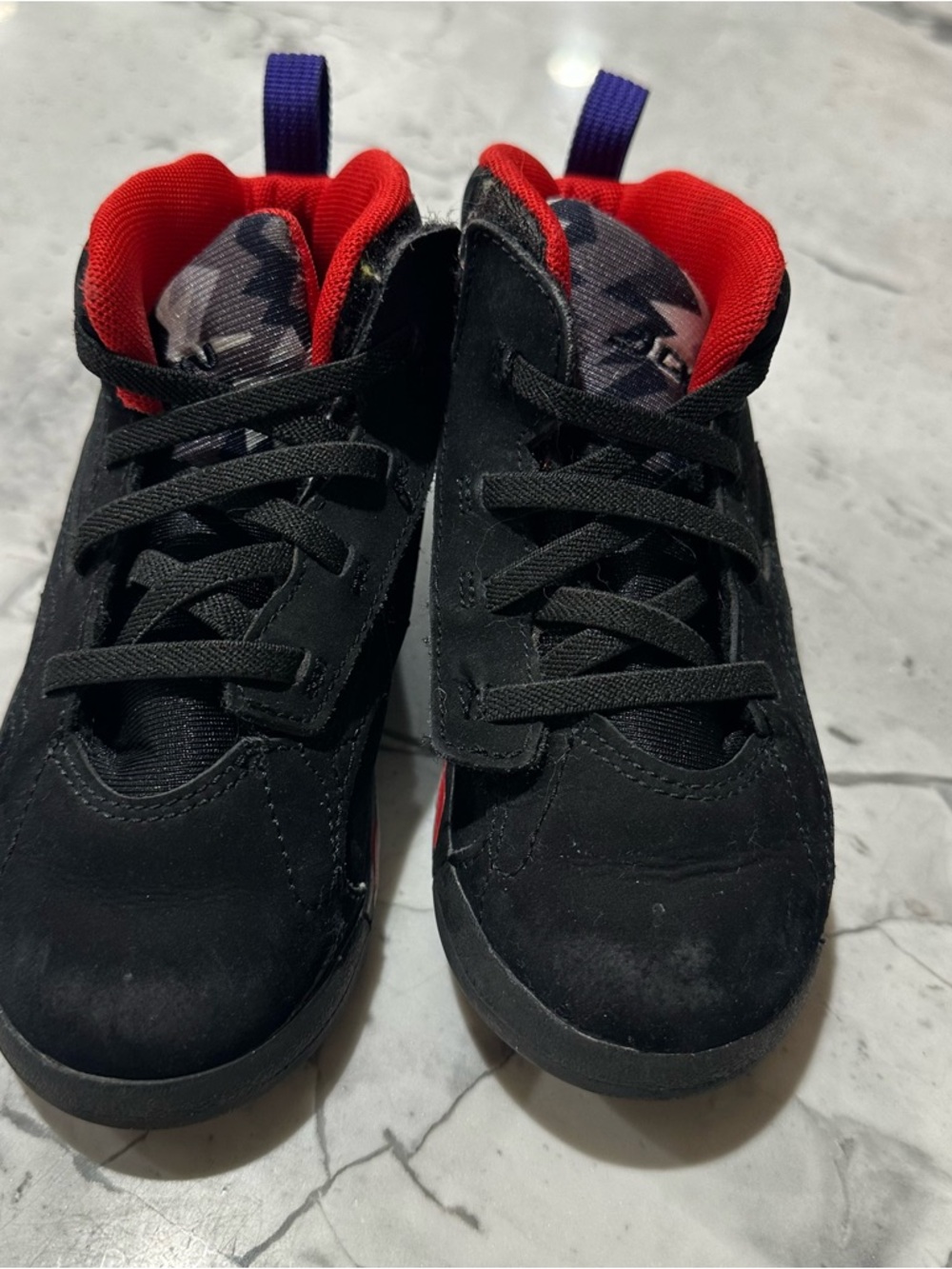 Jordan Nike Kids 10 Black Sneakers Red Purple Accents suede leather tennis shoe - Picture 2 of 5